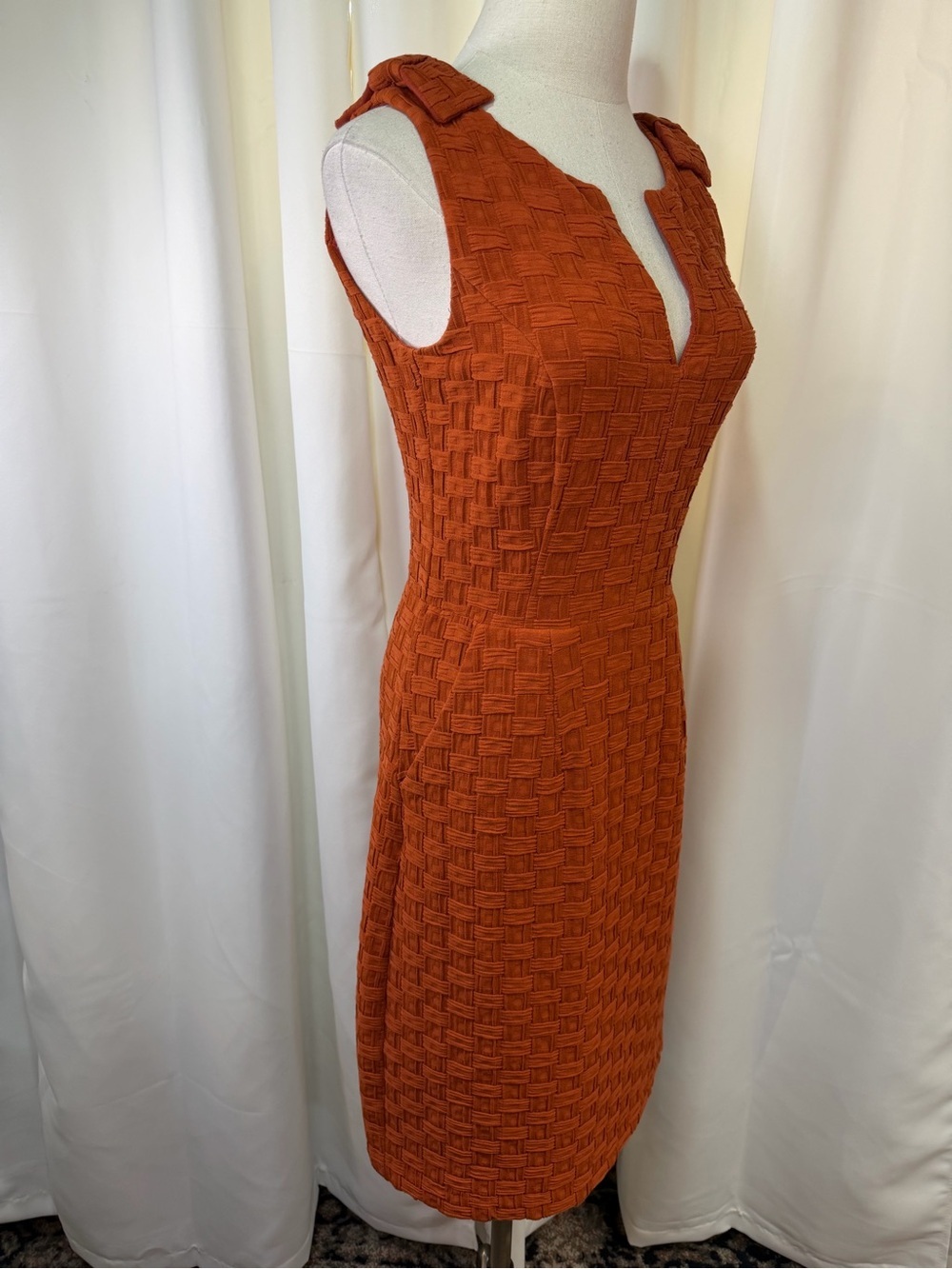 Tabitha Burnt Orange Basketweave Textured Knit Sleeveless Dress Size 0 - Picture 16 of 16